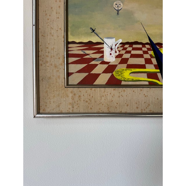 Sky Blue 1977 E. J. Troy Surrealist-Style Oil on Canvas Painting, Framed/ Sold For Sale - Image 8 of 11