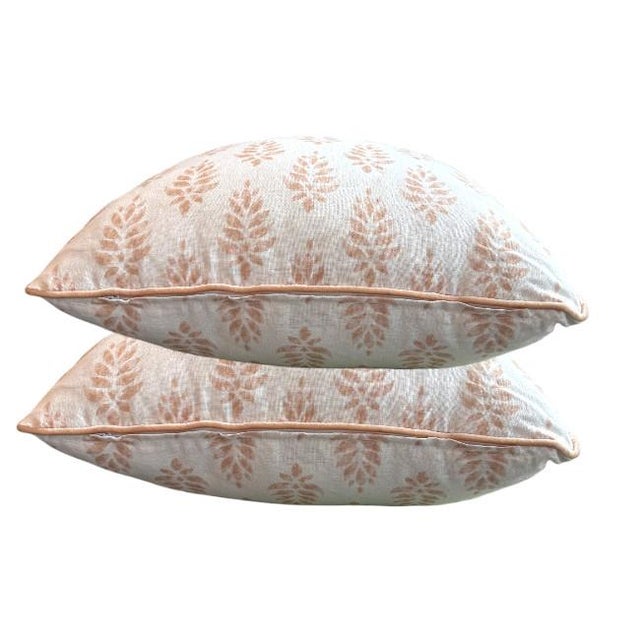 Traditional Pair of 22'' Pink Paisley Pillows For Sale - Image 3 of 5