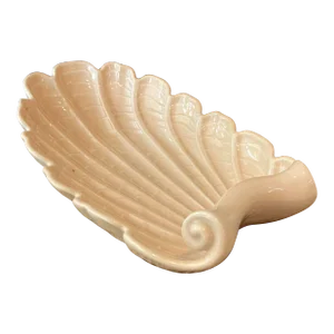 Vintage Large Scalloped Shell Decorative Ceramic Bowl