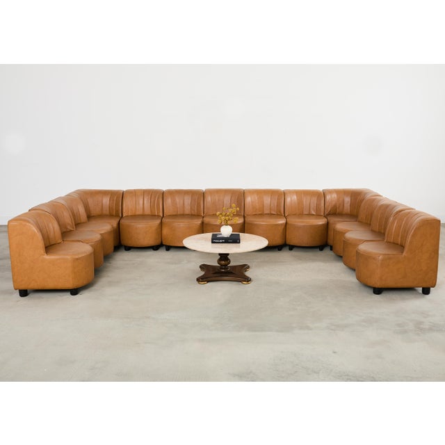 Monumental Italian mid-century modern 13 piece modular sectional sofa in the style and manner of Tito Agnoli for Arflex....