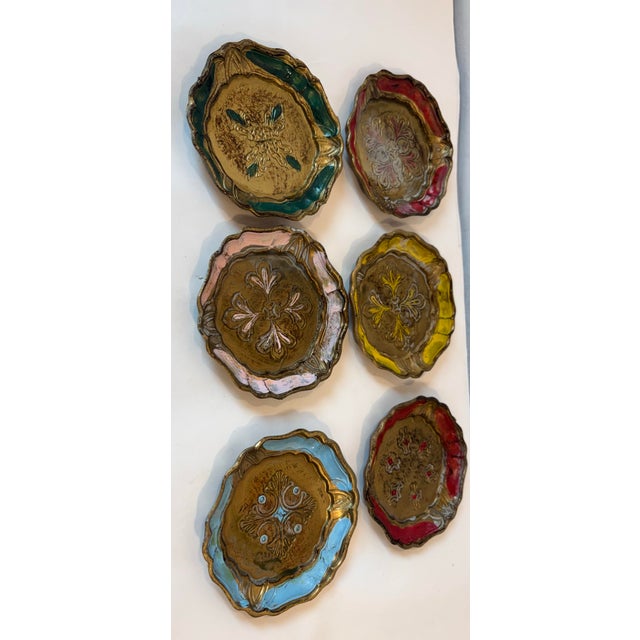 Italian Vintage Italian Gilt Wood Coasters - Set of 6 For Sale - Image 3 of 4