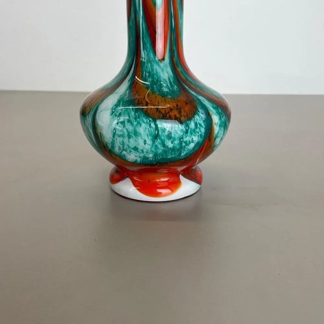 Green Large Vintage Italian Pop Art Multicolor Opaline Vase, 1970s For Sale - Image 8 of 18