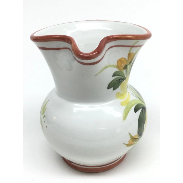 1990s Italian Ceramic Flower Hand Painted Small Pitcher For Sale - Image 5 of 8