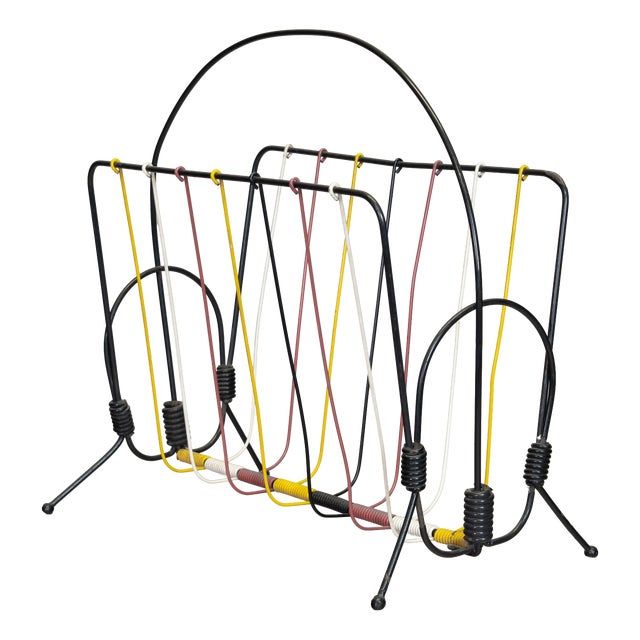 Vintage Wire Magazine Rack, 1970 For Sale