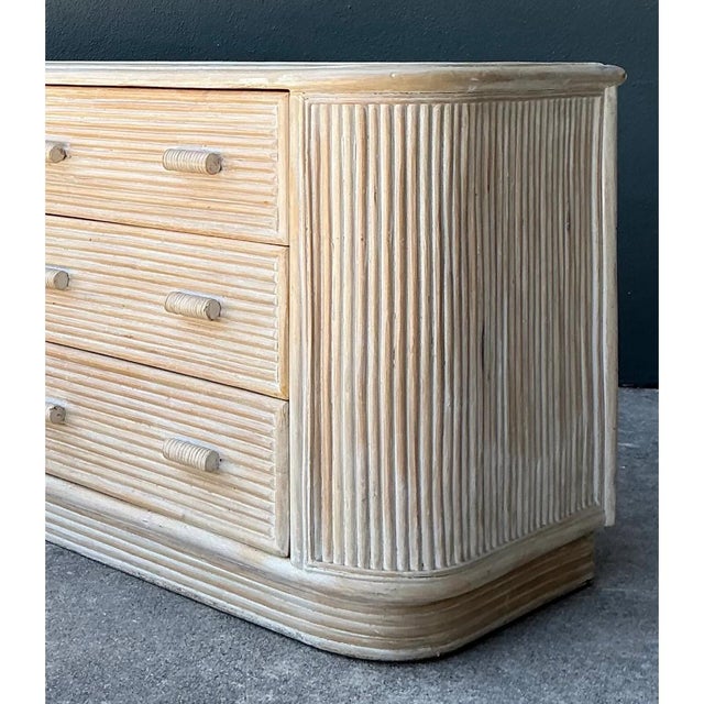 Vintage Washed Pretzel Reed Six-Drawer Dresser For Sale - Image 11 of 12