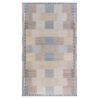 Modern Swedish Style Geometric Flat Weave Wool Rug by Doris Leslie Blau For Sale
