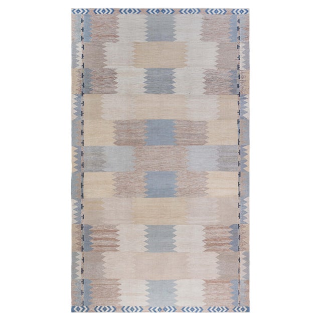 Modern Swedish Style Geometric Flat Weave Wool Rug by Doris Leslie Blau For Sale