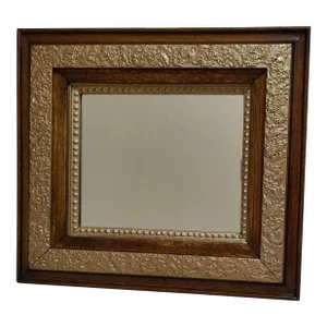 Antique Oak Wood Frame W/ Ornate Gesso -Flowers and Leaves Frame/ Mirror