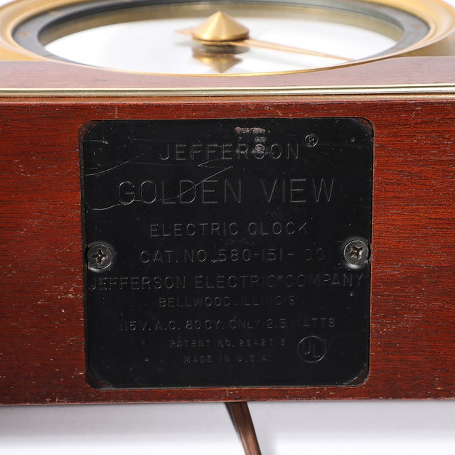 Mid-Century Jefferson Golden View Electric Brass, Glass & Walnut Mystery Clock For Sale - Image 14 of 16