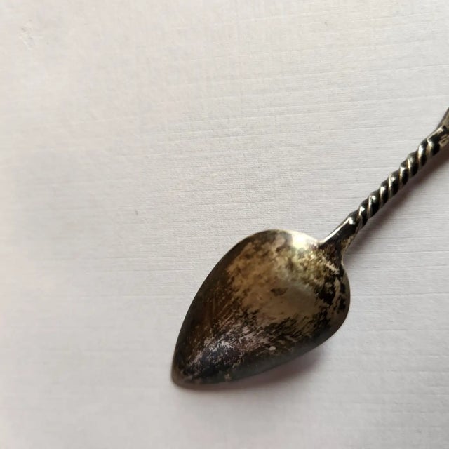 Antique Sterling Silver Vintage Demitasse Spoon For Sale - Image 4 of 8