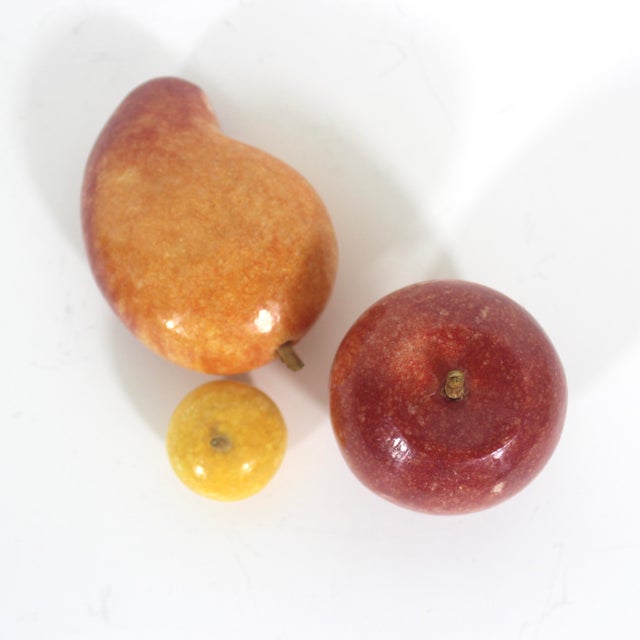 Red Vintage Summer Fruit Carved From Stone Apple, Mango & Plum- Set of 3 For Sale - Image 8 of 10