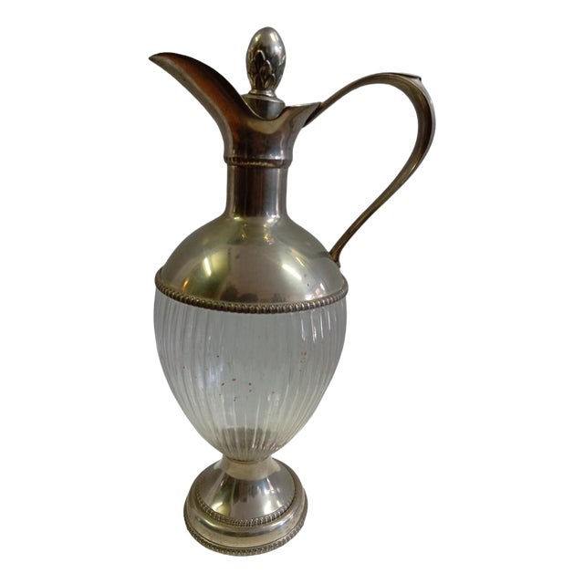 Vintage French Glass and Pewter Teapot by Les Étains Du Manoir, Paris, 1950s For Sale