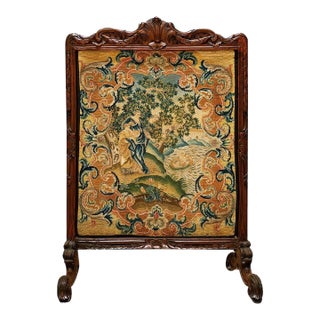 Mid-18th Century English Biblical Needlepoint With Story of Moses Beingby Bithiah in the Nile. For Sale