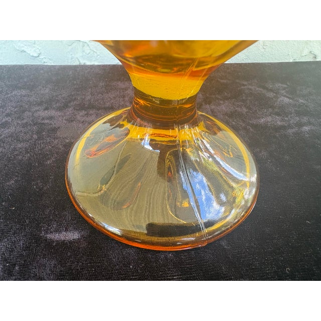 Glass Vintage Viking Amber Art Glass 6-Petals Swung Vase – 22.5” Tall For Sale - Image 7 of 10