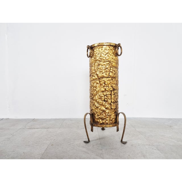 Gold Mid-Century Copper Umbrella Stand, 1960s For Sale - Image 8 of 8