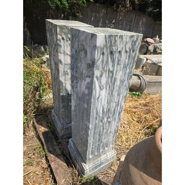 Gray Italian Marble Pedestals, 1920s, Set of 2 For Sale - Image 8 of 9