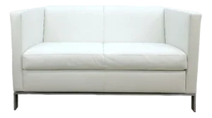 White Two-Seater Sofa in Real Leather from Walter Knoll / Wilhelm Knoll