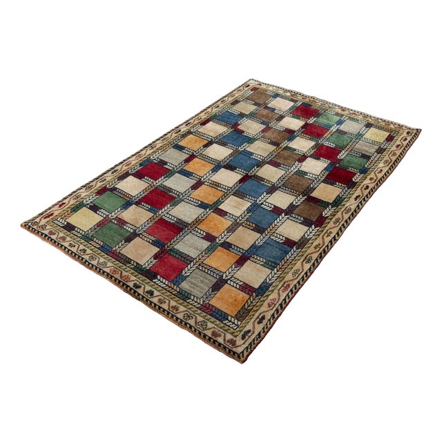 Hand-Knotted Gabbeh Nomadic Rug For Sale