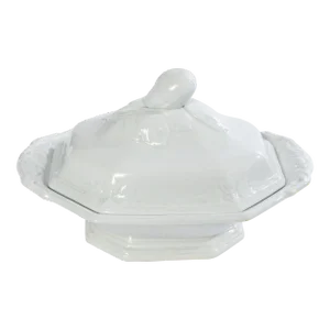 Antique J. Wedgwood White Ironstone Fig Leaf Pattern Tureen