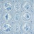 Schumacher X Jill Lasersohn Les Scenes Contemporaines Fabric in Blue For Sale