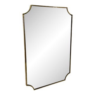Italian Brass Framed Wall Mirror 1970s For Sale