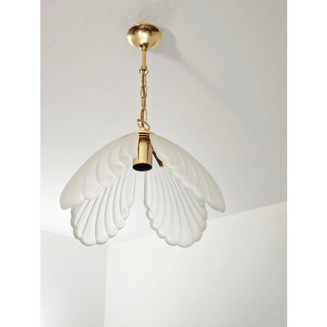 Mid-Century Modern Pendant Lamp in Opaque Satin Glass and Gilt Metal, Italy, 1970s For Sale - Image 12 of 18
