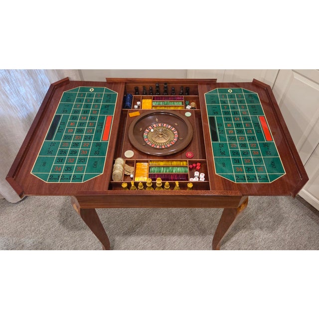 Vintage F.lli Jannuzzi Sorrento Italian Marquetry 5-in-1 Game Table Set With 4 Chairs For Sale - Image 12 of 18