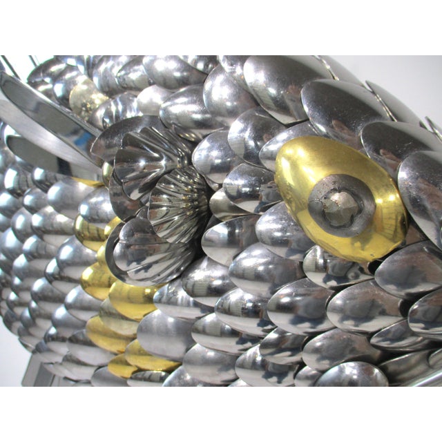 Late 20th Century Large Folk Art Flatware Metal Fish Sculpture For Sale - Image 5 of 8