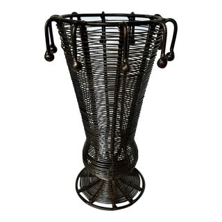 Vintage French Brut Iron Wire Sculptural Urn For Sale
