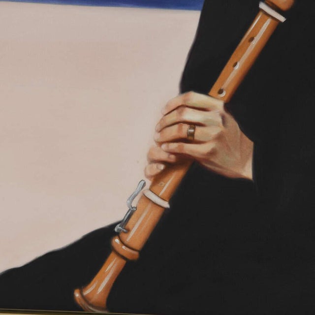 Realism Framed Painting of Ray Young's Woman With Clarinet For Sale - Image 3 of 8