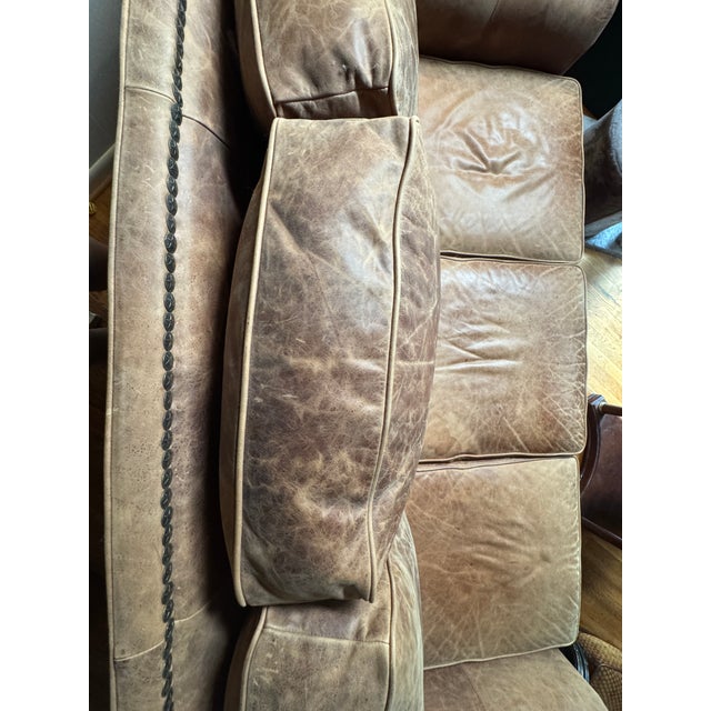 Brown 1960s Large Western Leather Sofa For Sale - Image 8 of 14