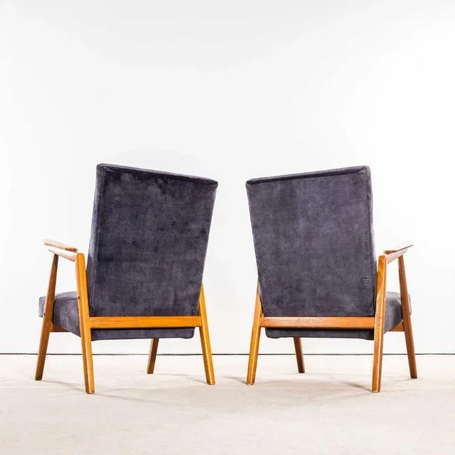 Vintage Grey Lounge Chair with Straight Arms and Top Caps, 1950s For Sale - Image 6 of 9