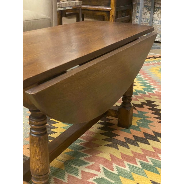 Mid 20th Century English Oak Drop Leaf Coffee Table For Sale - Image 4 of 13