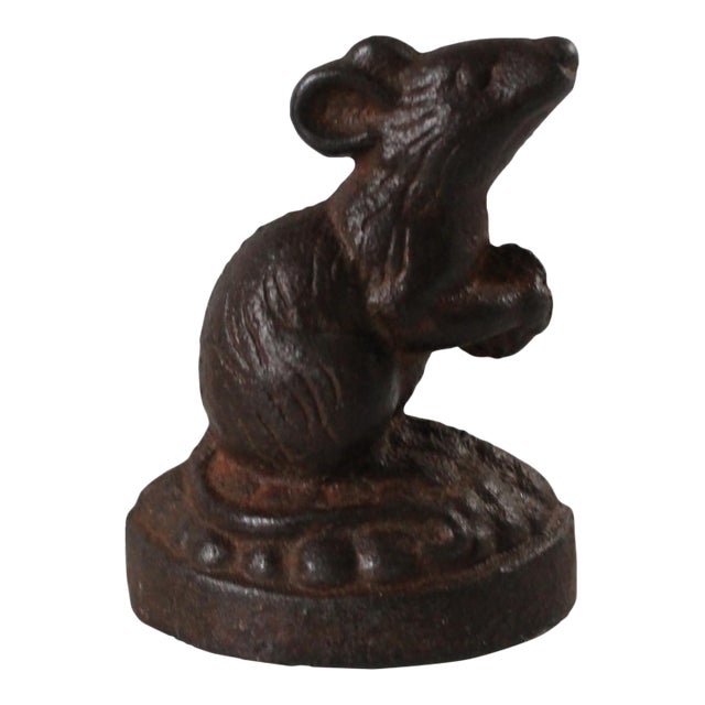 Vintage Cast Iron Mouse Doorstop For Sale
