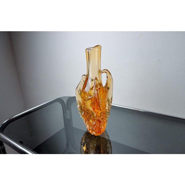 Orange Seguso Vase in Frosted Murano Glass, 1970 For Sale - Image 4 of 8