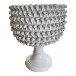 Vintage White Pinecone Pottery Planter