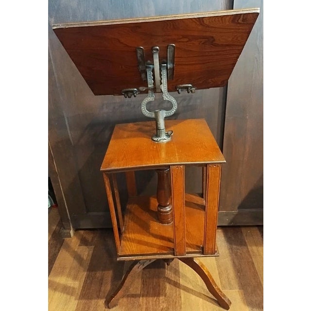 Early 20th Century Vintage Book Display Stand Music Table Shelf Wood For Sale - Image 5 of 9
