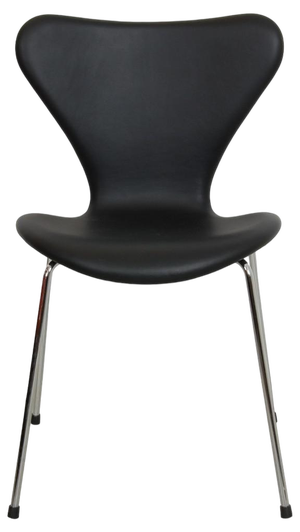 Series Seven Chair Model 3107 in Black Nevada Anilin Leather by Arne Jacobsen for Fritz Hansen, 2000s