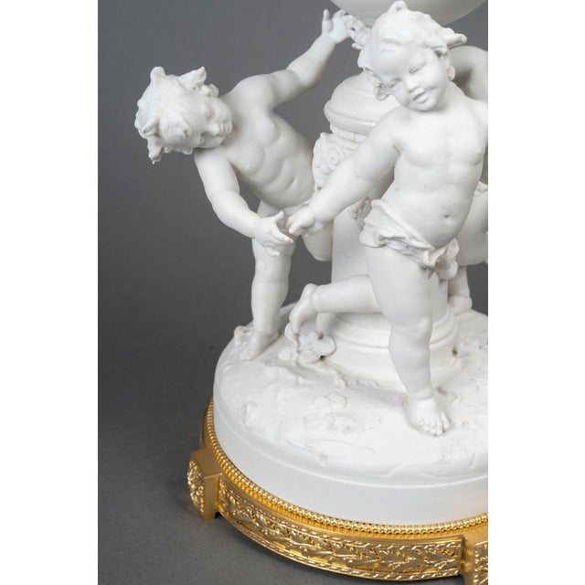 Metal 19th Century Napoleon III Bowl in Bisque Porcelain and Gilded Metal For Sale - Image 7 of 9