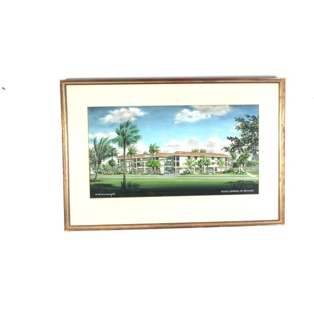 Architectural Renderings Somerset at Moorings, 1970s, Watercolor, Framed, Set of 2 For Sale - Image 13 of 13