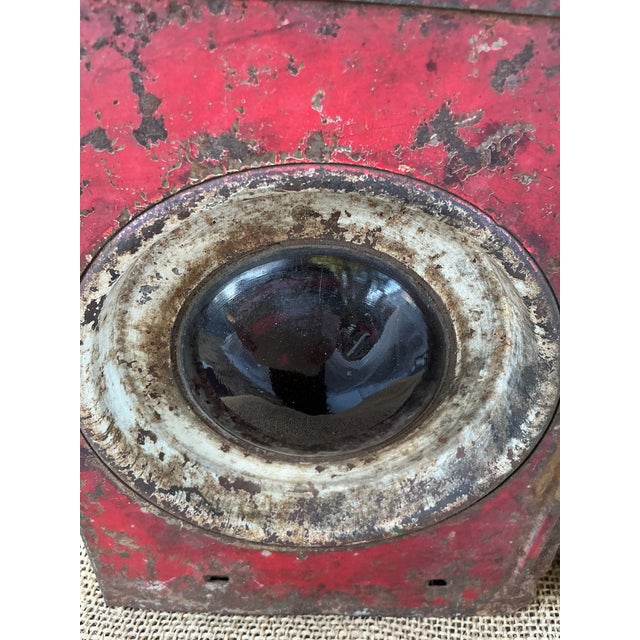 1940s Industrial London Railroad & Public Works Lantern MCM Bat Accent Lantern For Sale - Image 5 of 6