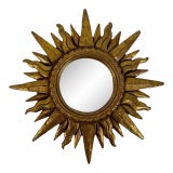 Mid 20th Century 12.5" Gold Gilded Sunburst Wall Accent Mirror For Sale