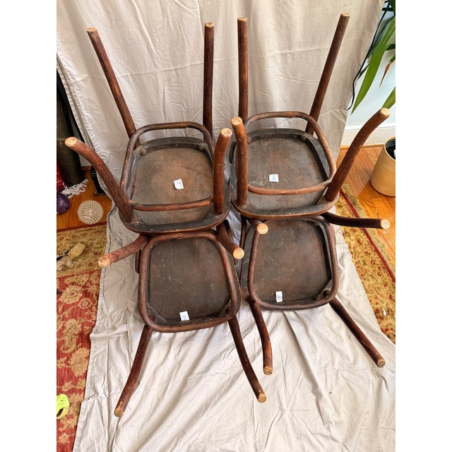 Vintage 1930s Thonet Bentwood Bistro Chairs - Set of Four For Sale - Image 17 of 17