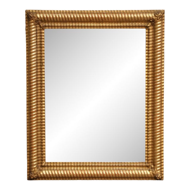 Early 20th Century French Louis Philippe Giltwood Wall Mirror With Beveled Glass For Sale