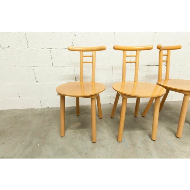 Minimalist Chairs in Light Wood, Italy, 1980s, Set of 3 For Sale - Image 6 of 18