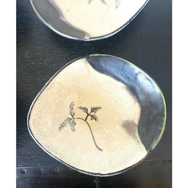 Set of Five Antique Ao-Oribe Ceramic Dishes with Tomobako Edo Period For Sale - Image 9 of 14
