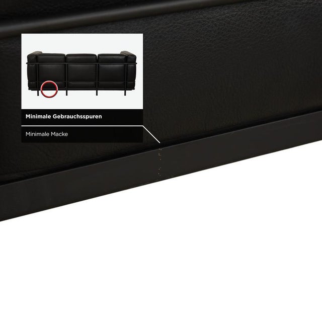 LC 2 3-Seater Sofa and Armchairs in Black Leather by Le Corbusier for Cassina, Set of 3 For Sale - Image 12 of 18