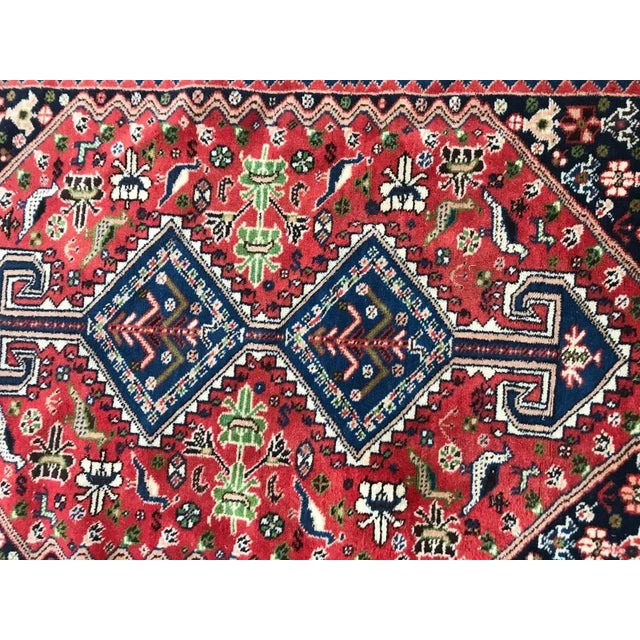 Beautiful late 20th century rug with nice geometric tribal design, and beautiful colors with blue, red, green and brown,...