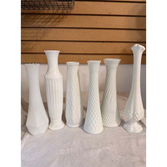 Glass Group of Misc. Milk Glass Vases For Sale - Image 7 of 8