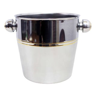 Ice Bucket in Stainless Steel and Leather from Mepra, 1980s For Sale